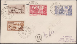 Saint-Pierre Et Miquelon 1941. Lettre Recommandée Pour New York, Affranchissement Y&T 171, 203, 189/90 - Used Stamps