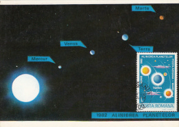 4- ASTRONOMY, PLANETS ALIGNEMENT, CARTES MAXIMUM, MAXICARD, CM, 1985, ROMANIA - Astrology