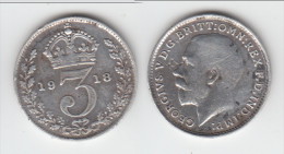 **** GRANDE-BRETAGNE - GREAT-BRITAIN - 3 PENCE 1918 - THREE PENCE 1918 GEORGE V - SILVER **** EN ACHAT IMMEDIAT !!! - F. 3 Pence