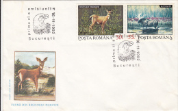 Delcampe - 11FM- DEER, NORTHERN FAUNA, COVER FDC, 1992, ROMANIA - Wild