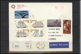 CANADA Postal History Cover Brief CA 063 Sailing Ship Transportation Art Air Mail - Cartas & Documentos