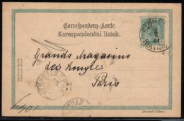 CZECHOSLOVAKIA AUSTRIAN PARTITION ZONE 1901 EMPEROR FRANZ JOZEF 5H GREEN PC POSTED FROM GLOMNITZ NOW HAVLICE TO PARIS - ...-1918 Prephilately