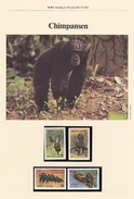 APES MONKEYS AFFEN SINGES - CHIMPANZEES SCHIMPANSEN - SIERRA LEONE 1983 - MNH STAMP SET ON COLLECTORS CARD - WWF - Schimpansen