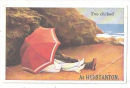 SEASIDE COMIC POSTCARD IV'E CLICKED AT Hunstanton NORFOLK USED 1929 POSTAL UNION CONGRESS LONDON 1929 STAMP ATTACHED - Autres & Non Classés