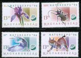 HUNGARY - 1996.Nature Expo ´96/Flower/Bird/Lynx MNH!! Mi 4399-4402. - Unused Stamps