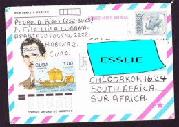 Cuba On Registered Air Mail Cover To South Africa - 1985 - Mario Martinez Arara, Crocodile, Ship, Roman Galley - Briefe U. Dokumente