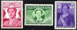 TONGA QUEEN SALOTE 50TH BIRTHDAY SET OF 3 1P-1/- 1950 MINTH SG92-4 READ DESCRIPTION !!! - Tonga (1970-...)