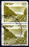 ISRAEL 1971 Landscapes - 55a Netanya  FU PAIR - Used Stamps (without Tabs)