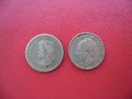 PAYS BAS - Nederland @ Lot De 2 Pièces Argent De 10 Cents WILHELMINA 1918 Et 1935 - 10 Centavos