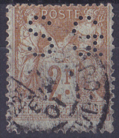 12540# SAGE N° 105 2 Francs BISTRE SUR AZURE OBLITERE PERFORE S.G. SOCIETE GENERALE PERFIN Cote : 40 Euros - 1898-1900 Sage (Type III)