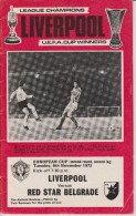 Official Football Programme LIVERPOOL - RED STAR BELGRADE  European Cup ( Pre - Champions League ) 1973 2nd Round - Apparel, Souvenirs & Other