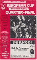 Official Football Programme LIVERPOOL -  BENFICA European Cup ( Pre - Champions League ) 1978 QUARTER FINAL - Uniformes Recordatorios & Misc