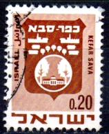 ISRAEL 1969 Civic Arms -  20a. - Brown (Kefar Sava)  FU - Oblitérés (sans Tabs)