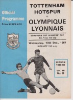 Official Football Programme TOTTENHAM HOTSPUR -  OLYMPIQUE LYONNAIS European Cup Winners Cup 1967 RARE - Apparel, Souvenirs & Other