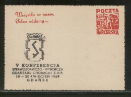 POLAND 1969 SCARCE SCOUTS MAIL "POSTCARD" GDANSK REGION REPORTING ELECTION CONFERENCE SCOUTS SCOUTING - Briefe U. Dokumente