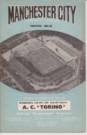 Official Football Programme MANCHESTER CITY - TORINO Friendly Match 1961 VERY RARE - Uniformes Recordatorios & Misc