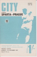 Official Football Programme MANCHESTER CITY - SPARTA PRAGUE Friendly Match 1967 RARE - Bekleidung, Souvenirs Und Sonstige