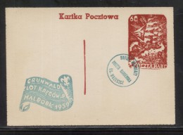 POLAND 1959 SCARCE SCOUTS MAIL "POSTCARD" GDANSK WRZESZCZ REGION SAILING SHIP SCOUT SCOUTING - Covers & Documents