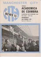 Official Football Programme MANCHESTER CITY - ACADEMICA DE COIMBRA European Cup Winners Cup 1970 RARE - Habillement, Souvenirs & Autres