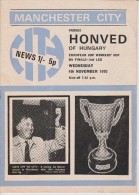 Official Football Programme MANCHESTER CITY - HONVED BUDAPEST European Cup Winners Cup 1970 RARE - Uniformes Recordatorios & Misc