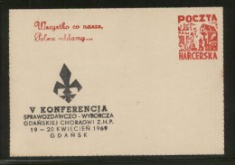 POLAND 1969 SCARCE SCOUTS MAIL "POSTCARD" GDANSK REGION REPORTING ELECTION CONFERENCE SCOUTS SCOUTING - Brieven En Documenten