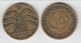 **** ALLEMAGNE - GERMANY - 10 REICHSPFENNIG 1925 J - WEIMAR REPUBLIC **** EN ACHAT IMMEDIAT - 10 Renten- & 10 Reichspfennig