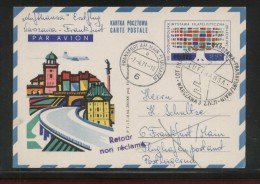 POLAND 1971 FIRST FLIGHT POSTCARD WARSAW TO FRANKFURT LUFTHANSA AIRPLANE AIRCRAFT - Flugzeuge