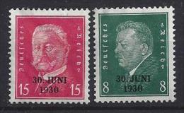 Germany 1930  30.Juni 1930  (**) MNH Mi.444-445 (445 Creasing) - Unused Stamps