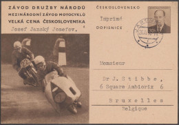 Tchécoslovaquie 1956. Entier Postal. Courses De Moto, Grand Prix International De Tchécoslovaquie, Brno, 26 Août 1956. - Moto