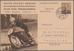 Tchécoslovaquie 1956. Entier Postal. Courses De Moto, Grand Prix International De Tchécoslovaquie, Brno, 26 Août 1956. - Moto