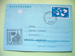 United Nations Vienna 1991 Special Cancel Lilienthal'91 On Aerogramme - Birds - Lettres & Documents