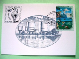 United Nations Vienna 1991 Special Cancel SAARBRUCKEN On Postcard - Animals Fishes Birds Swans - Briefe U. Dokumente