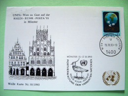 United Nations Vienna 1993 Special Bird Cancel Rhein-Ruhr-Posta On Postcard - Earth Globe With Birds (Scott 149 = 2.5... - Covers & Documents