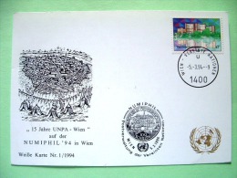 United Nations Vienna 1994 Special Cancel NUMPHIL On Postcard - UN Office - Brieven En Documenten