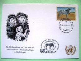 United Nations Vienna 1997 Special Zebra Cancel SINDELFINGEN On Postcard - Zebra - Monkeys - Briefe U. Dokumente