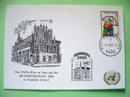 United Nations Vienna 2000 Special Cancel BRANDENBURGIA On Postcard - Sharing Umbrella (1987 Scott 51 = 2 $) - Briefe U. Dokumente