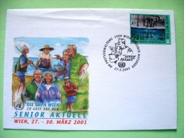 United Nations Vienna 2001 Special Cancel SENIOR AKTUELL On Postcard - Old Persons - Children - Briefe U. Dokumente