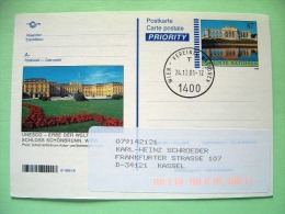 United Nations Vienna 2001 Pre Paid Postcard To Germany - Schonbrunn Palace World Heritage - Brieven En Documenten
