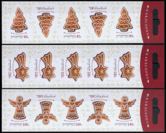 HUNGARY, 2013,Christmas, Self-adhesive, 3 Sheets, 5 Stamps/Sheet, MNH (**), Sc/Mi -/5663-65 Folienblatter - Neufs