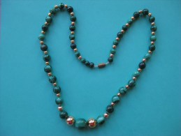 Collier Perles Vertes Et Dorées  & - Necklaces/Chains