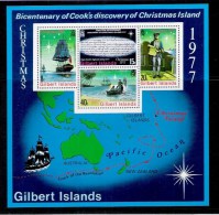 1977 Gilbert  200° Scoperta Cook Christmas Island Foglietto Nuovo Ill. New MNH - Gilbert & Ellice Islands (...-1979)