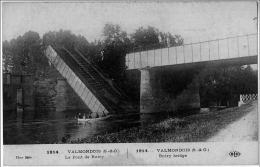 Valmondois Val Oise Pont Butry écroulé Hommes Barque Guerre 1914 Très Bon état - Valmondois