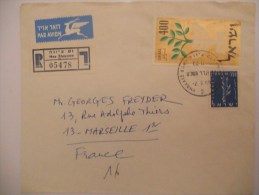 Israel Lettre Recommande De Nes Ziyyona 1969 Pour Marseille - Briefe U. Dokumente