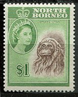 Bornéo Du Nord ** N° 327 - Elizabeth II Et Orang Outang - Noord Borneo (...-1963)