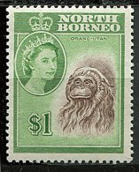 Bornéo Du Nord ** N° 327 - Elizabeth II Et Orang Outang - Bornéo Du Nord (...-1963)