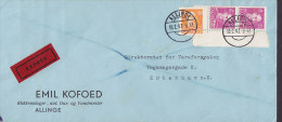 Denmark EMIL KOFOED Blikkenslager Gas & Vandmester Allinge EXPRES Labels ALLINGE (Bornholm) 1947 Cover Brief (2 Scans) - Covers & Documents