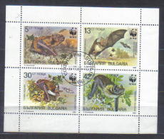 Bulgaria Mi 3741-3744 WF Bats Myotis Nyctalus Sheet 1989 FU - Oblitérés