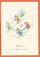 GAD-23 Félicitations Pour L'heureuse Naissance, Descente à Ski Avec Bébé Dans Un Drap. Fédération Suisse De  Ski. - Birth