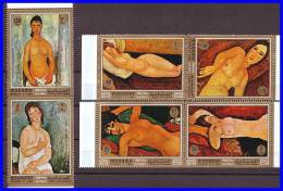 Manama 1971 Modigliani NUDE PAINTING  MNH Complete SET (JUDAICA) (3ALL) - Manama