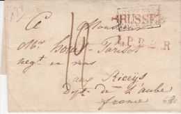 BELGIUM USED COVER 16/04/1822 ISEGHEM VERS RICEYS AUBE FRANCE PAYS-BAS PAR VALENCIENNES MARQUES BRUSSEL LPB2R - 1815-1830 (Holländische Periode)